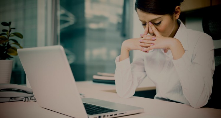 stressed asian businesswoman