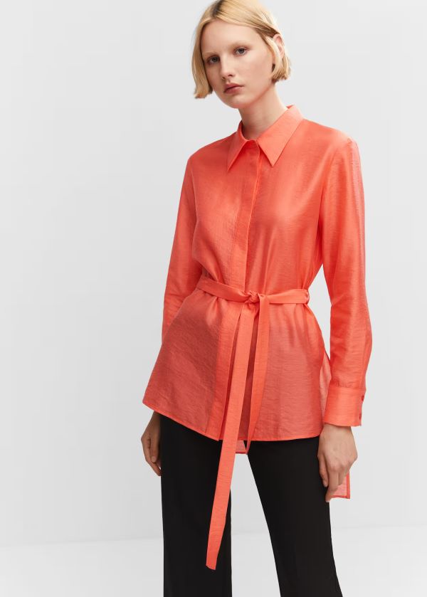 Mango Lyocell Shirt With Bow