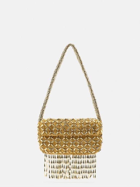 Zara Beaded Shoulder Bag With Fringing