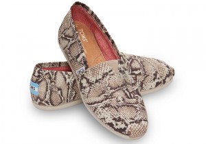 Snake-print natural canvas espadrille, Tom's 