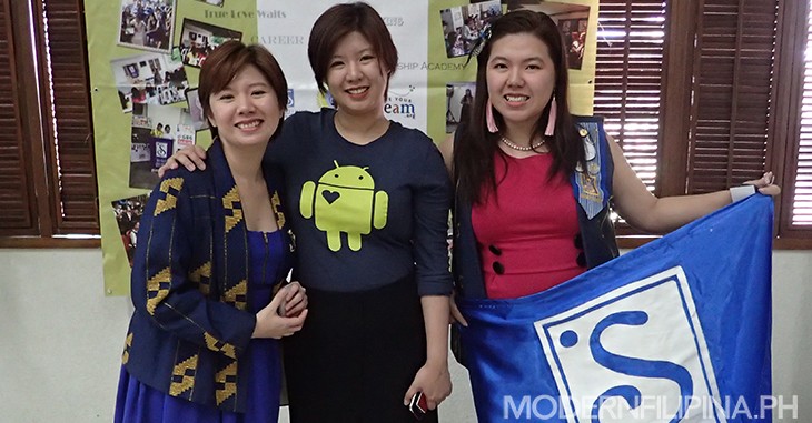 From left: Ria Lu from Unlock and Unload, maker of the Girl+ app; Marie Lu from Google Business Group, which will aid in the mapping project; and Maita Lu, president of Soroptomist  International of Parañaque