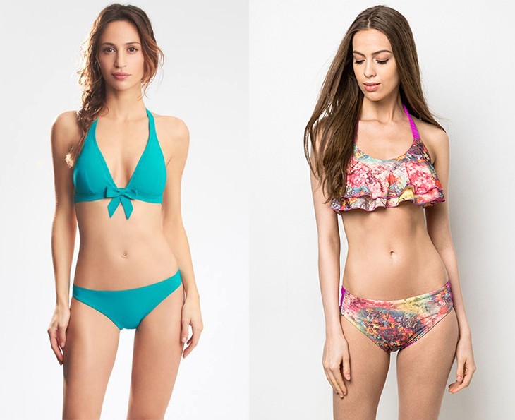 Try: Triangle push up bra, P1,490, bikini bottom, P890, Etam (left); Pandora Gel Cup bikini, P1,650, Daria at Zalora (right)