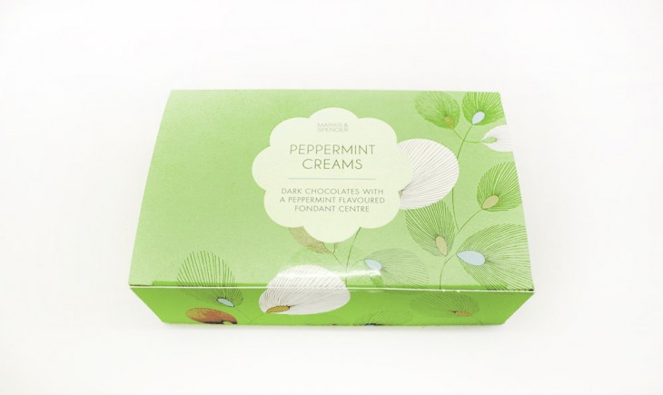 Peppermint Creams, P395 Dark chocolates with a peppermint flavoured fondant centre