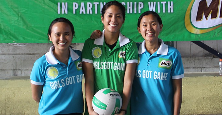 Girls Got Game founders and managing directors Nikka Arcilla (left) and Kryzanne Ty (right) with volleyball ambassador Gretchen Ho (center)