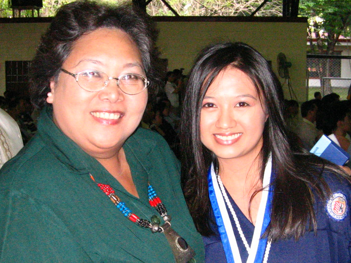 The author on her graduation day with her proud-as-punch mom