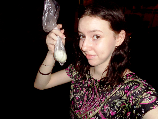 Me trying to put on a brave face right before I tried balut