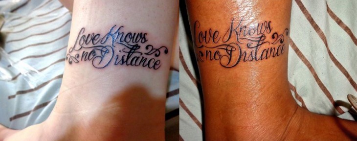 Matching tattoos we got on our first Valentine's Day together to commemorate our LDR survival