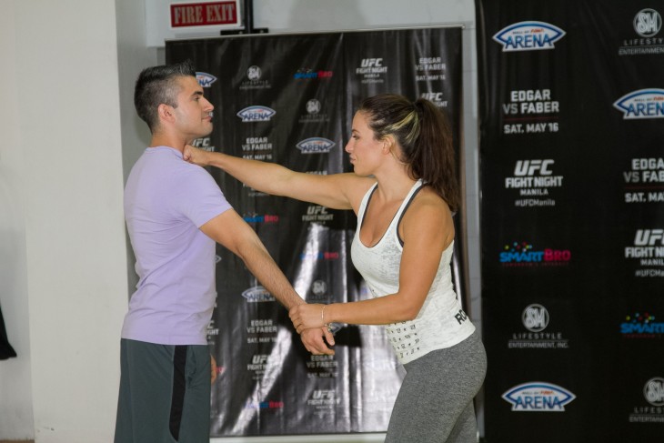 Miesha demonstrates a few basic self-defense moves she's picked up over her MMA career