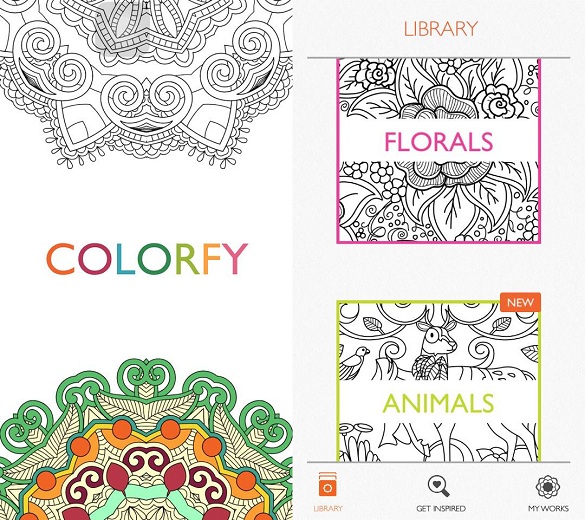 Screenshots of the Colorfy app taken directly from the author’s phone