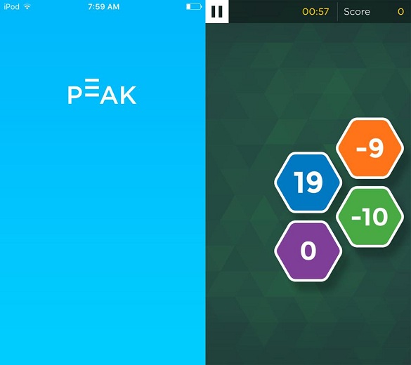 Screenshots of the Peak app taken directly from the author’s phone