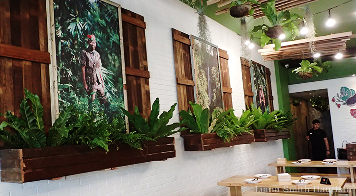 Paintings on the wall remind you of where your money goes when you dine at Earth Kitchen