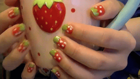 Strawberry Nails via Giphy