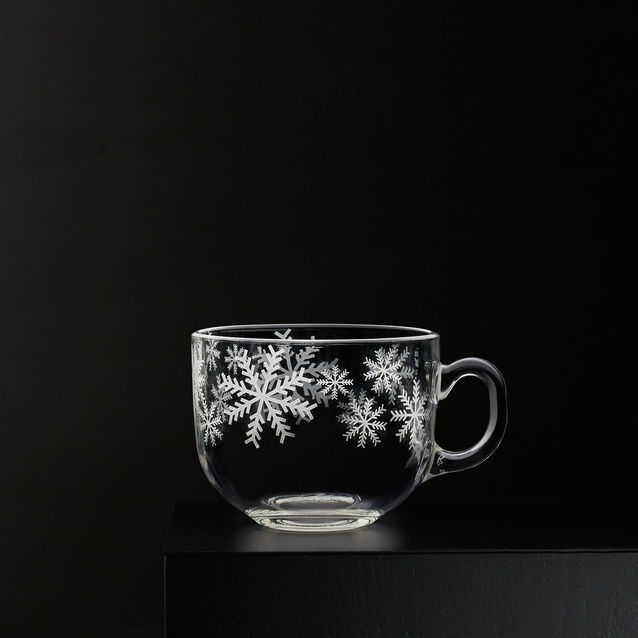 Glass Snowflake Soup Mug, P595