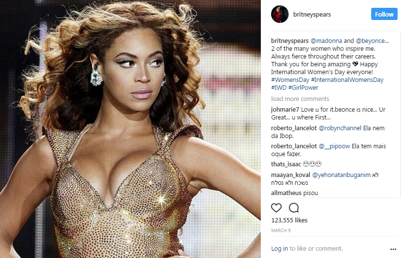 Beyonce's photo on Britney Spears' Instagram Account