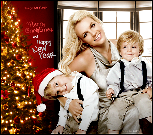 Britney Spears with her sons Christmas card