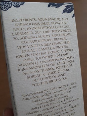 Origani Ingredients from Box