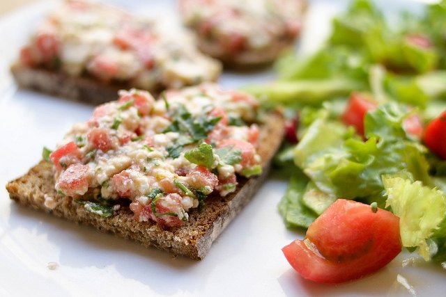 Organic Tomatoes on Toasted Bread