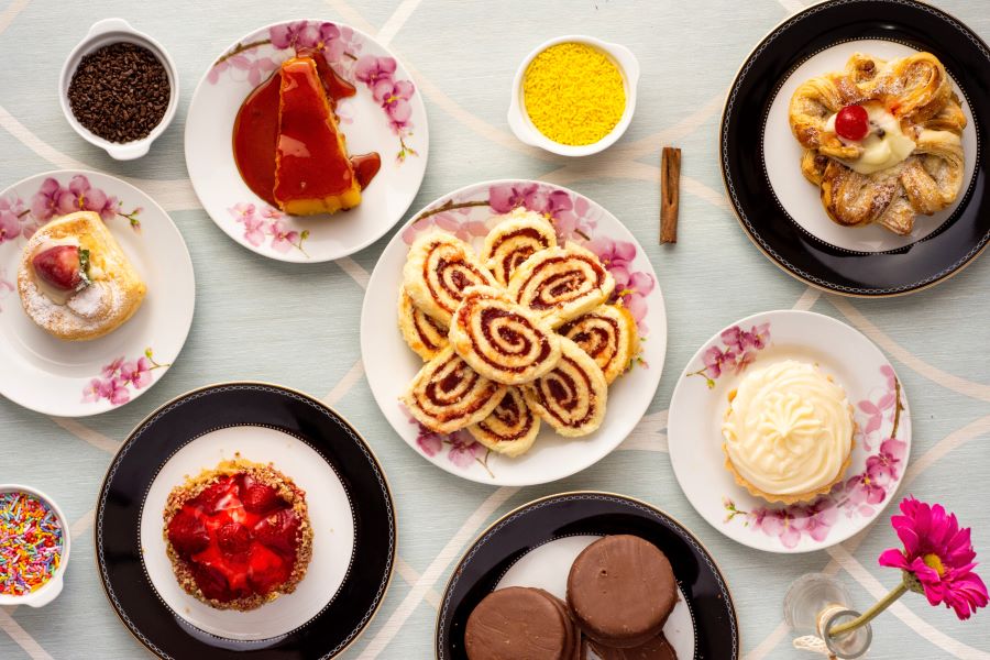 variety of plated desserts