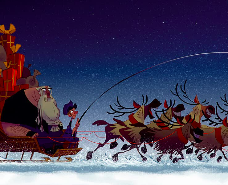 claus on a sled