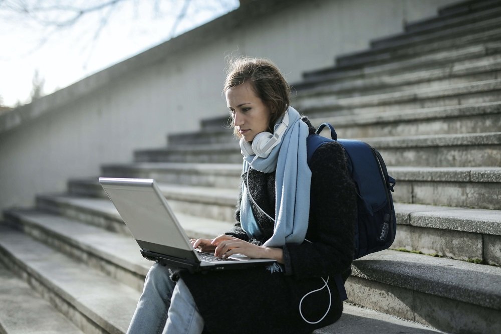 Woman learning outdoors