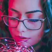 woman with long lashes