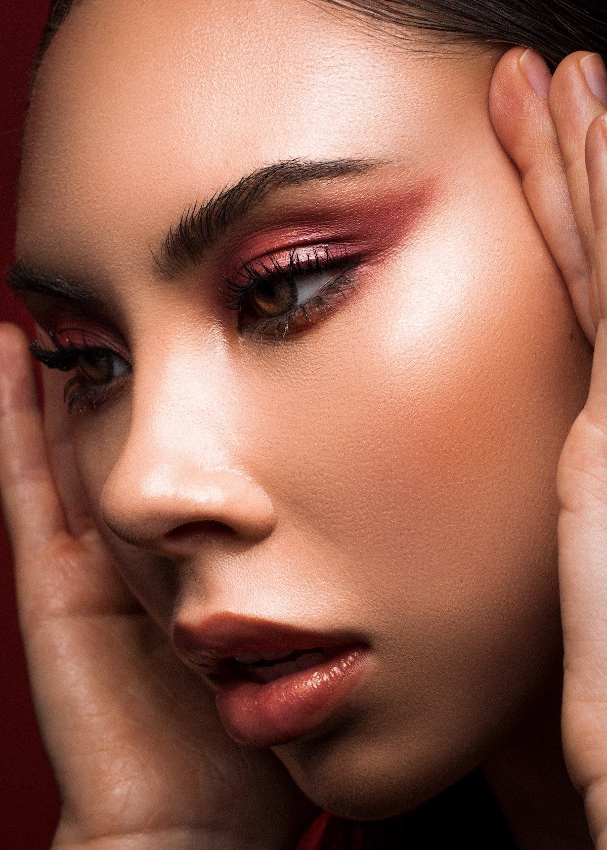 woman with pink eyeshadow