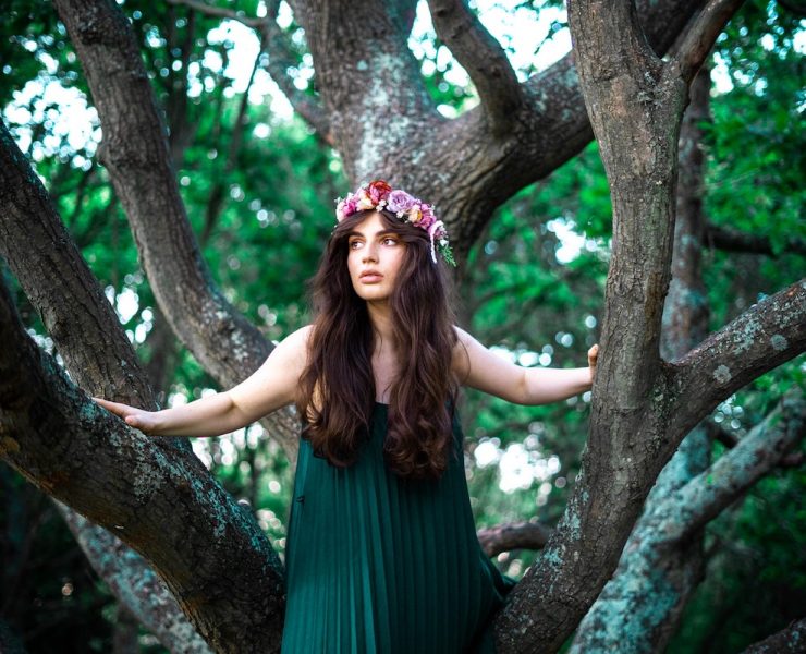 woman wearing a flower crown