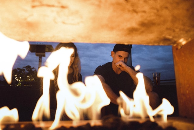 couple near fire