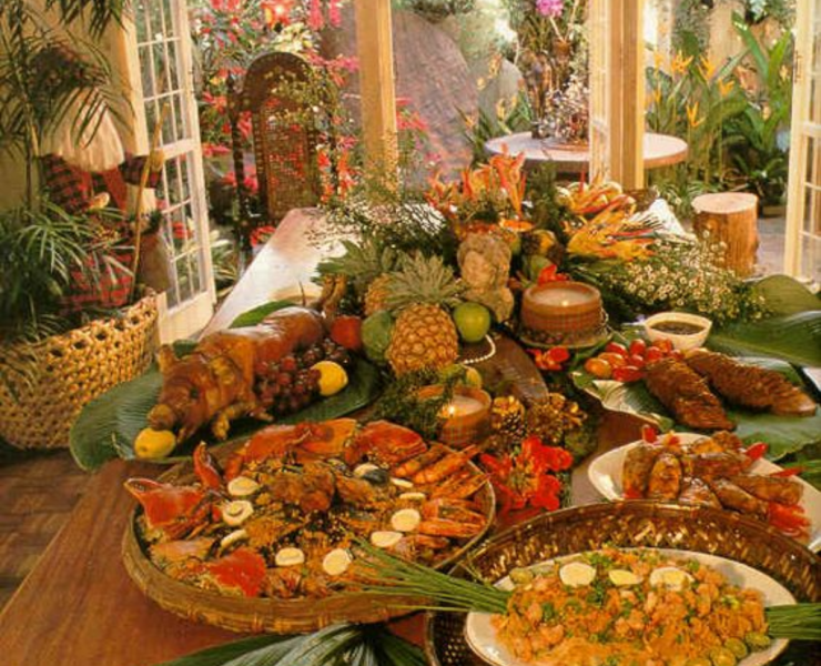 table full of food