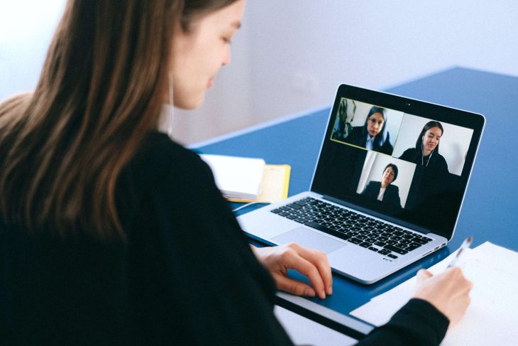 Woman in a zoom call