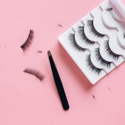 False Eyelashes on Pink Surface