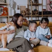family sitting on a couch