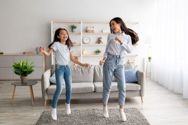 mother and daughter dancing