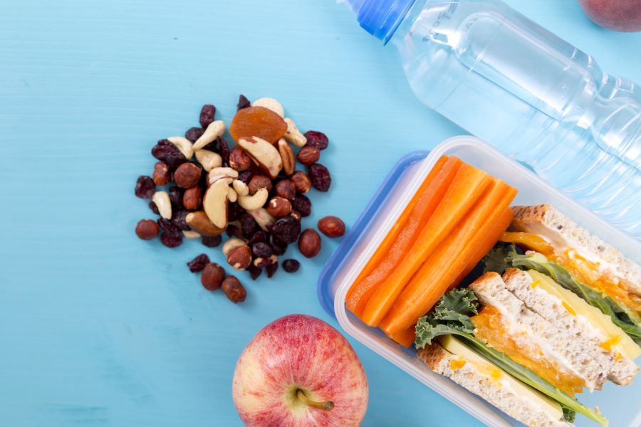 water and snacks