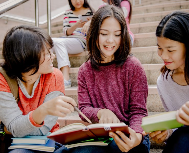 group of filipina women studying