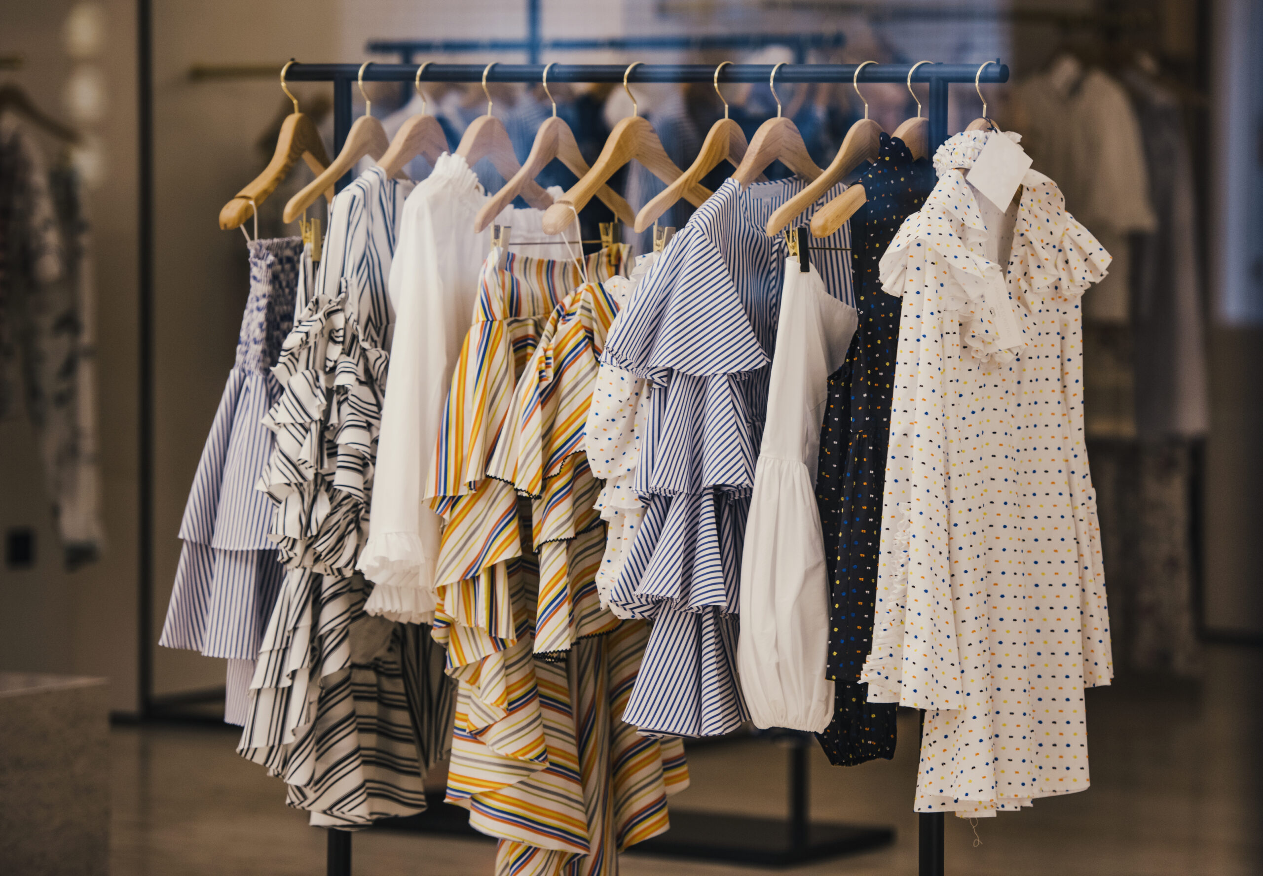clothes hanging on a rack