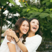 young pretty girlfriends bonding