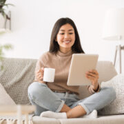 a girl reading on her e-reader