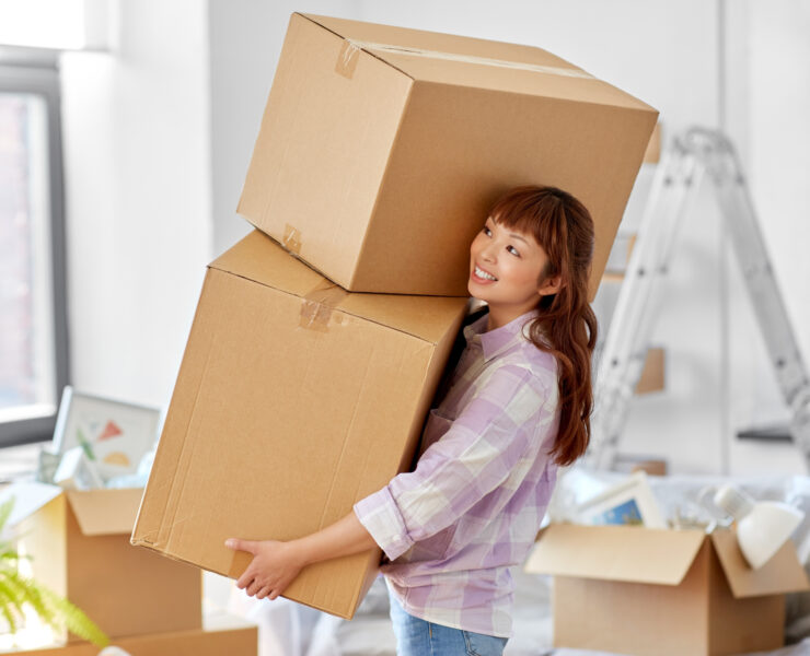 a woman moving into her condo