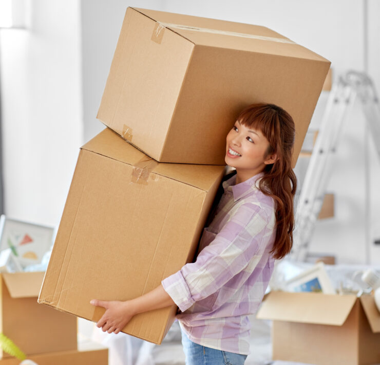 a woman moving into her condo