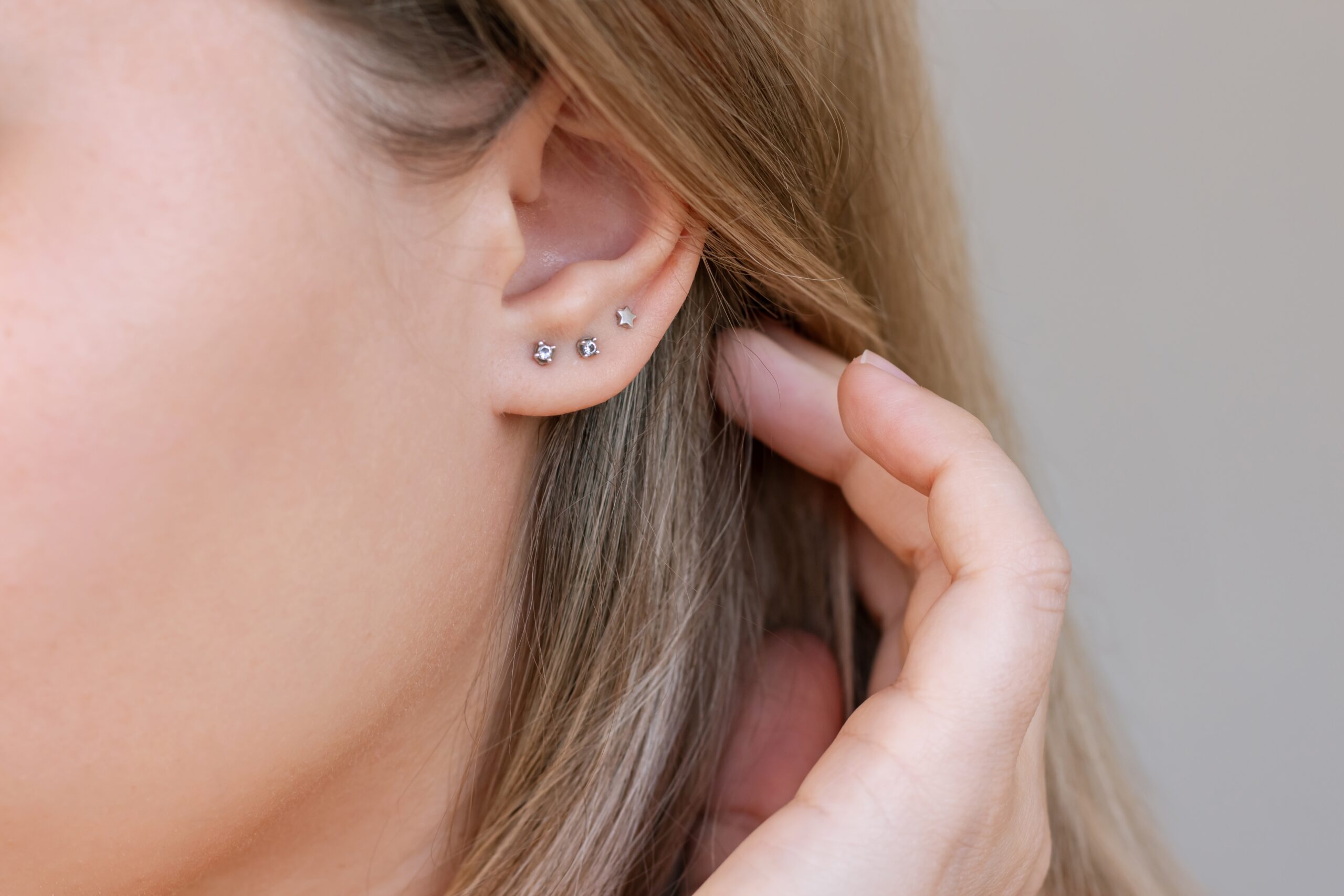 different ear piercings design on an ear