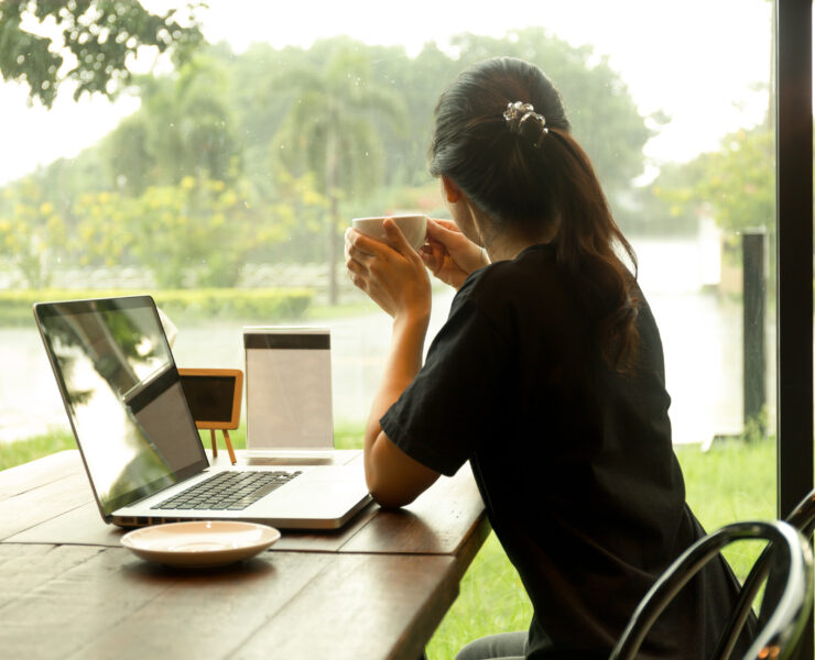 a woman watching the rain