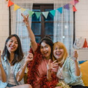 group of asian women party at home