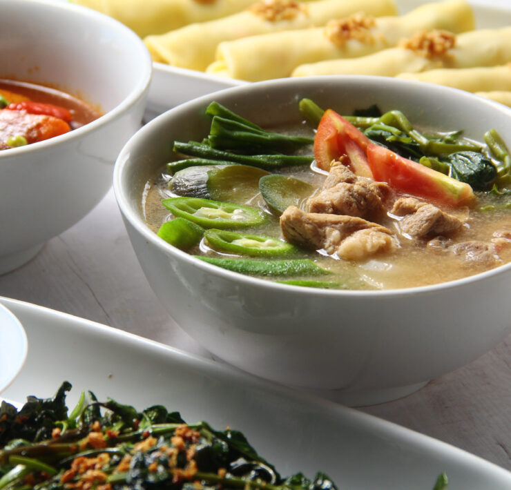 Pork Sinigang or pork and vegetables in tamarind broth.